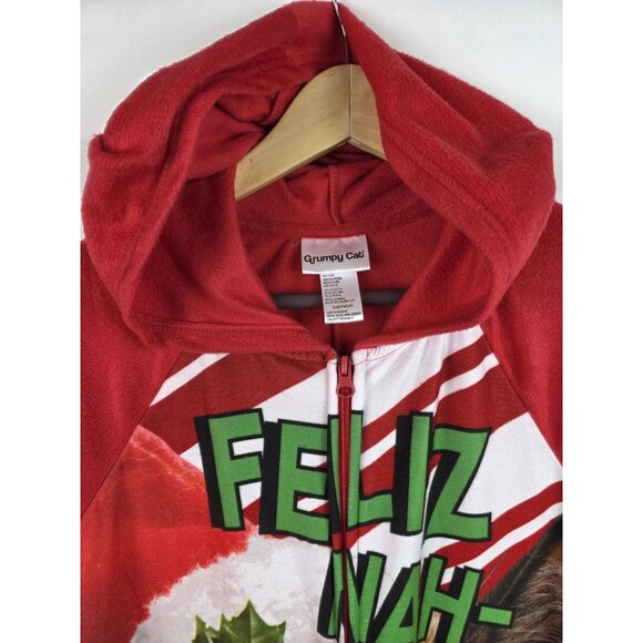 Grumpy Cat Pajama Women's Size Medium Red Ugly Christmas One Piece Sleepwear - Picture 2 of 12